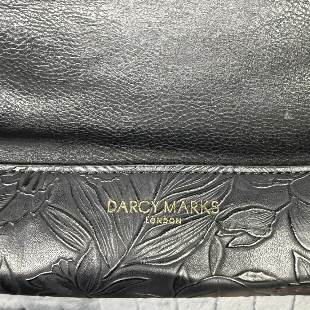 Darcy Marks London Black Floral Embossed Faux Leather Backpack Bag